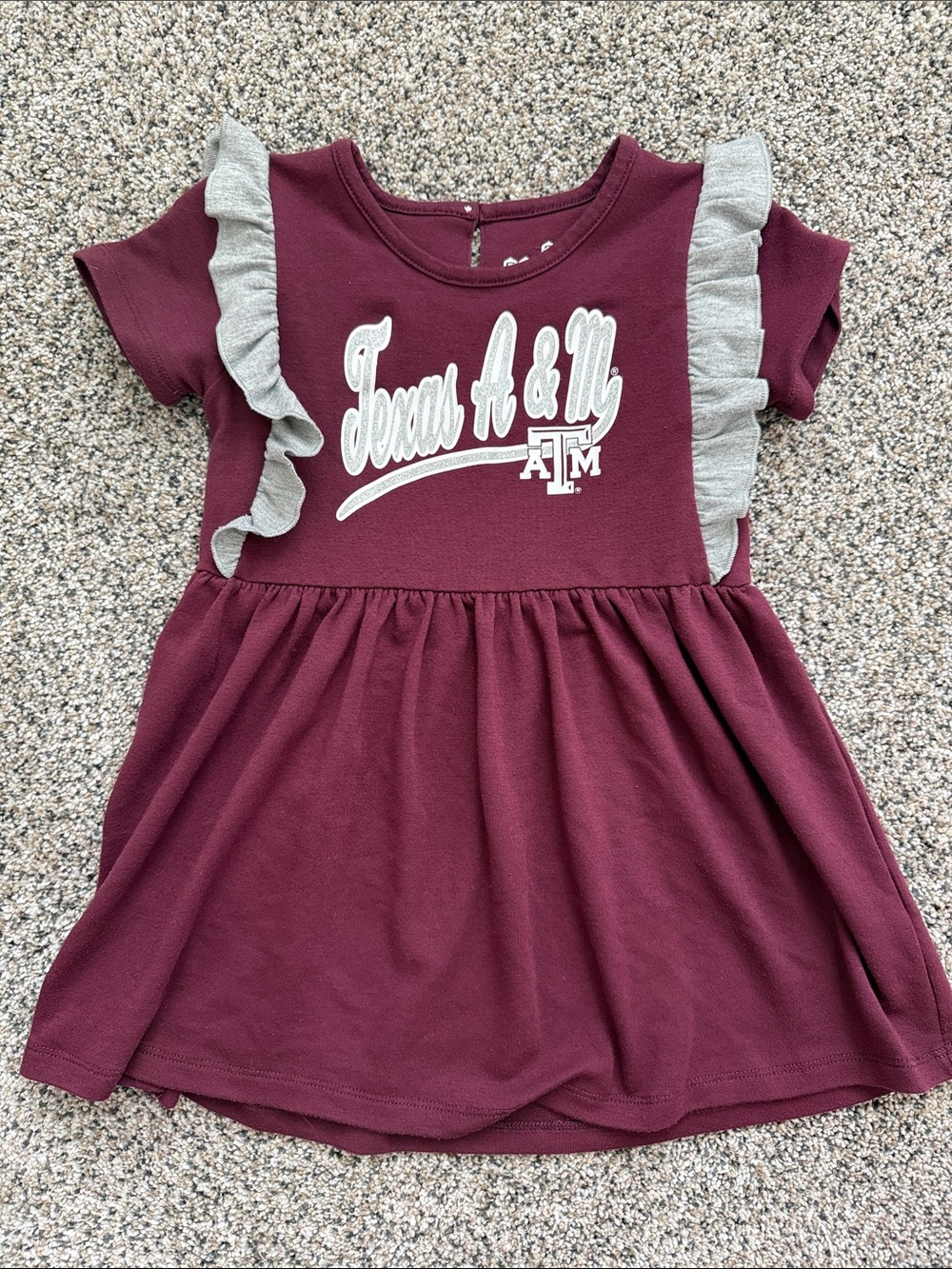 Texas A&M Maroon Ruffle Sleeve Girls Dress